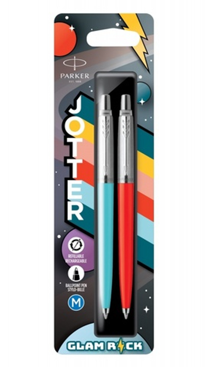 Набор ручек Parker Jotter Originals 70s Glam Rock Azure Blue/Vermilion M, в блистере