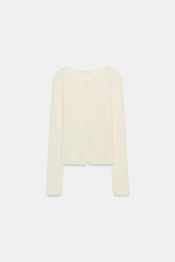 ZARA ФУТБОЛКА В СТИЛЕ РУСТИК НА ПУГОВИЦАХ, ЭКРЮ
