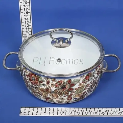 Кастрюля эмалированная 3л «Floristeria» сферическая белоснежная