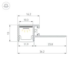 Профиль FANTOM-BENT-W12-TOP-EDGE-2000 ANOD (Arlight, Алюминий) 040328