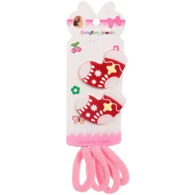 Аксессуары для волос детские 6шт «БИСКВИТ», Новогодний носочек,14*6см