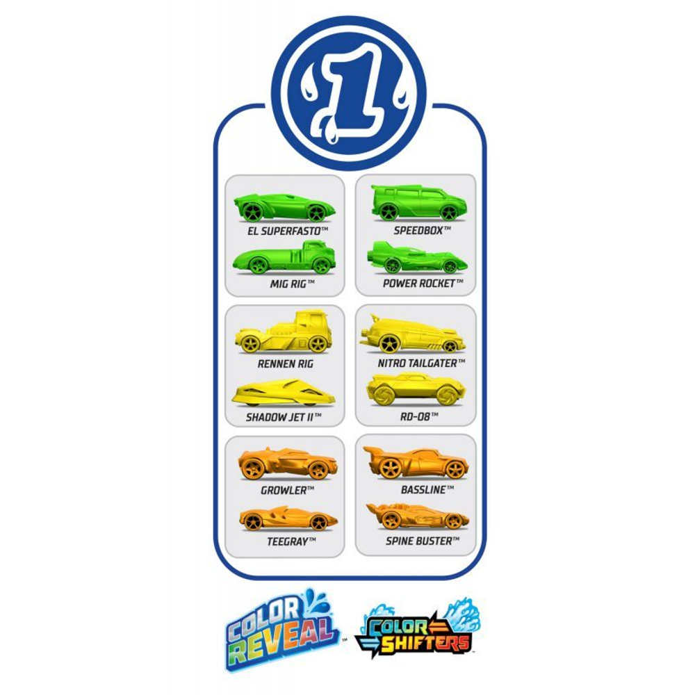 Hot Wheels Color Reveal - набор из 2 автомобилей с изменением цвета Сюрприз GYP13