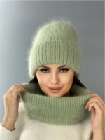 комплект шапка с шарфом- снуд зимний вязаный