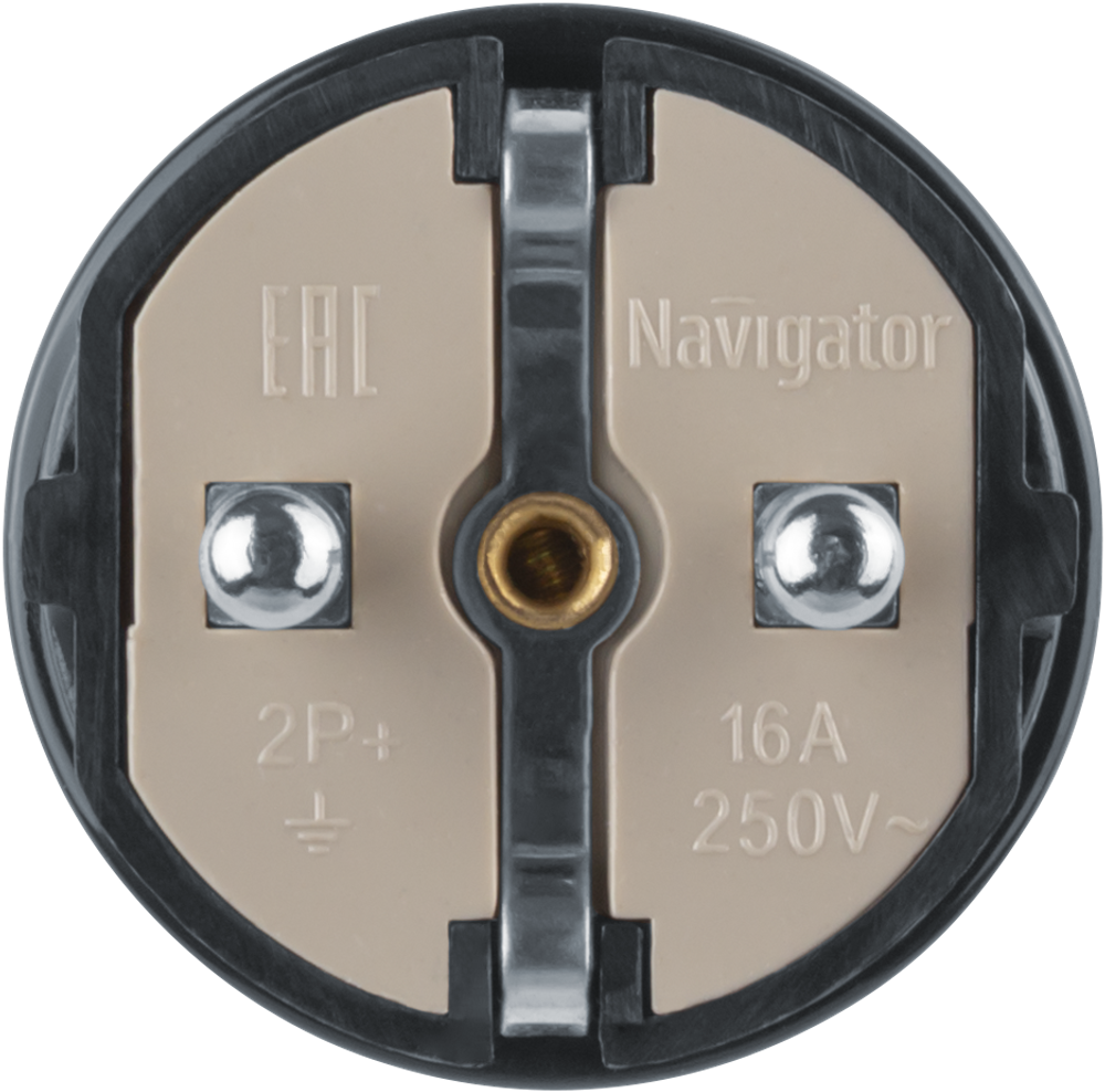 Вилка Navigator 61 360 NCA-PL02-16A-E-BL прямая с/з черная