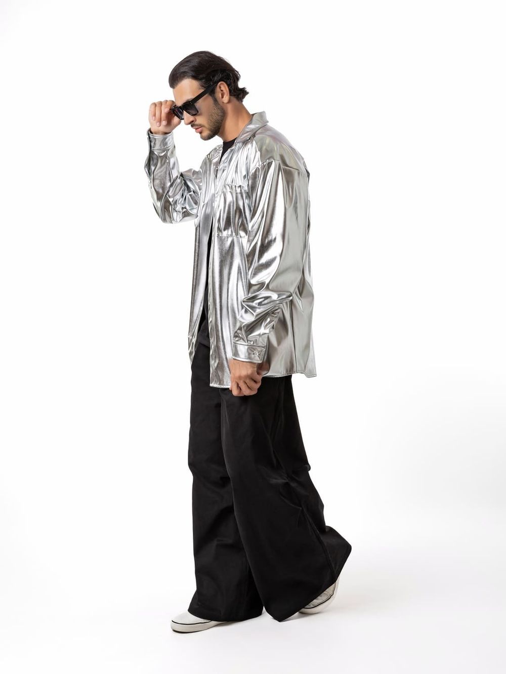 Рубашка Dryg эко-кожа серебро