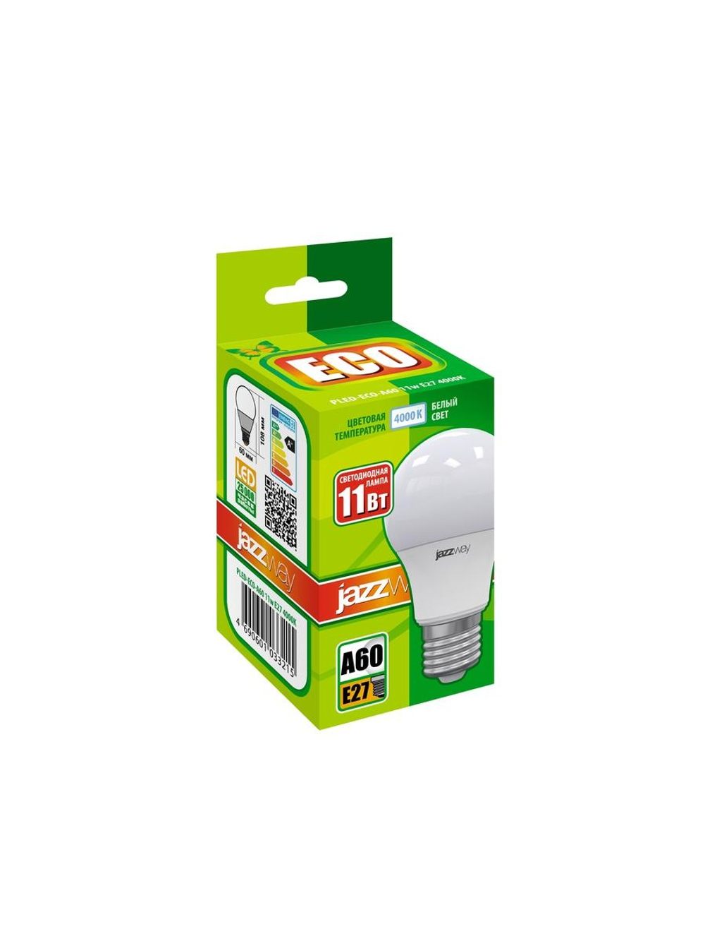 Лампа светодиодная PLED-ECO 11Вт A60 грушевидная 4000К нейтр. бел. E27 840лм 220В JazzWay 1033215