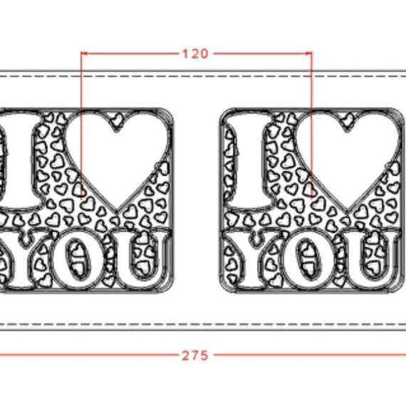 394 | Форма для шоколадных плиток "I love you" (275*135 мм)