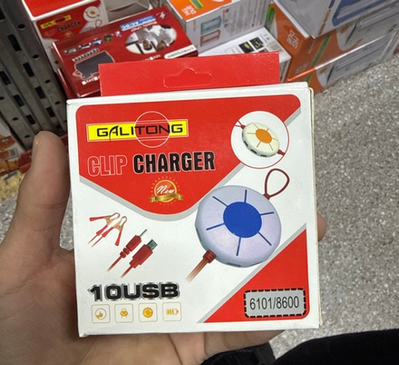 Зарядное устройство для адаптера питания постоянного тока с зажимом для аккумулятора 12-24V с 8 портами USB 6101/8600