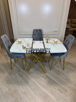 Кухонный раздвижной стол "ТАНГО" , белый мрамор и 4 стула Лондон