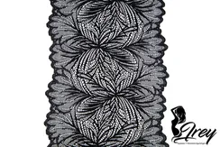 1079 Кружево эластичное 19 см, Италия, мандала, черный