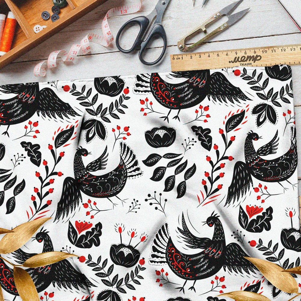 Ткань оксфорд 600 русская жар-птица