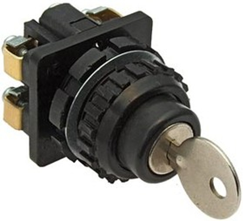 Переключатель управления ПЕ181/1 ключ на три положения с фиксацией, 2з+0р,10А,диаметр посадочного отверстия 30мм,УХЛ3,IP40