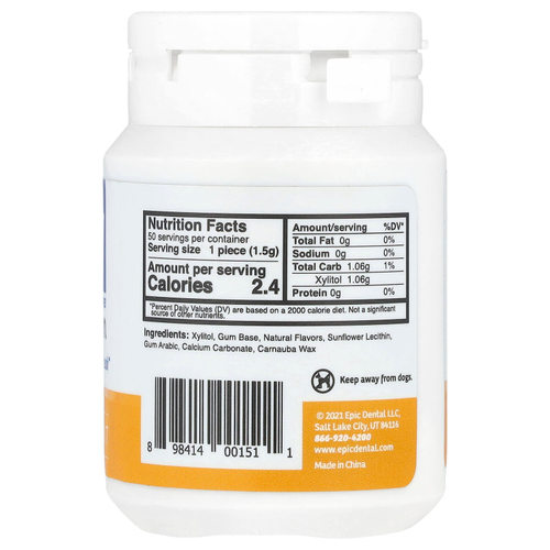 Epic Dental, ксилитоловая камедь, без сахара, свежие фрукты, 50 шт.