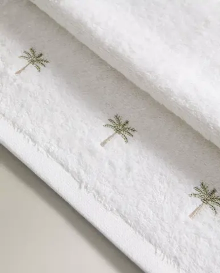 ZARA HOME БАННОЕ ПОЛОТЕНЦЕ С ВЫШИВКОЙ «ПАЛЬМЫ», ЗОЛОТИСТЫЙ