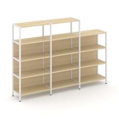 Shelf System Трехсекционный стеллаж четырех/трехярусный SN.STM-432 Акация Лорка/Металл Белый 2370*40