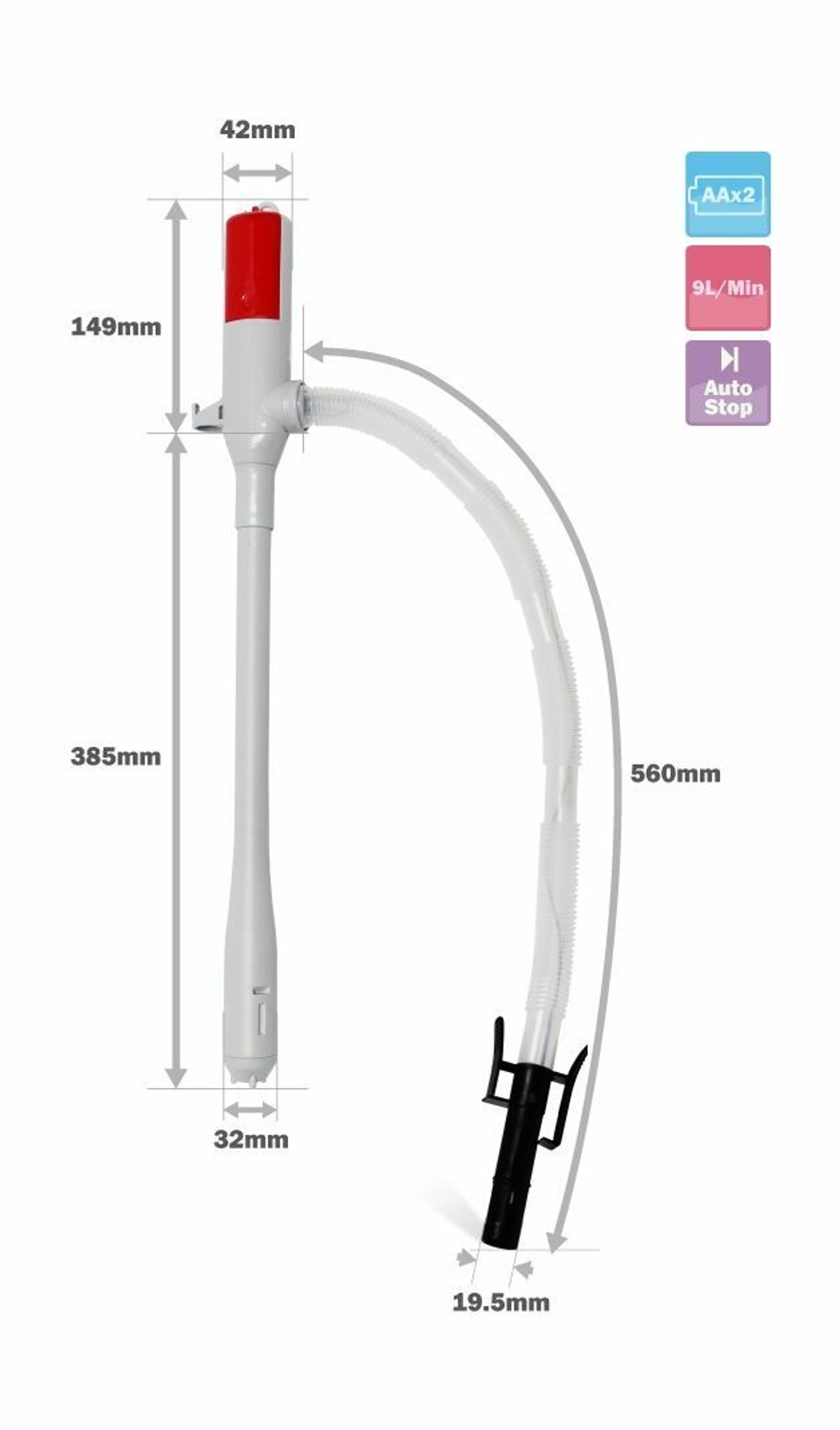 Насос на батарейках для перекачки бензина до 10 л/мин