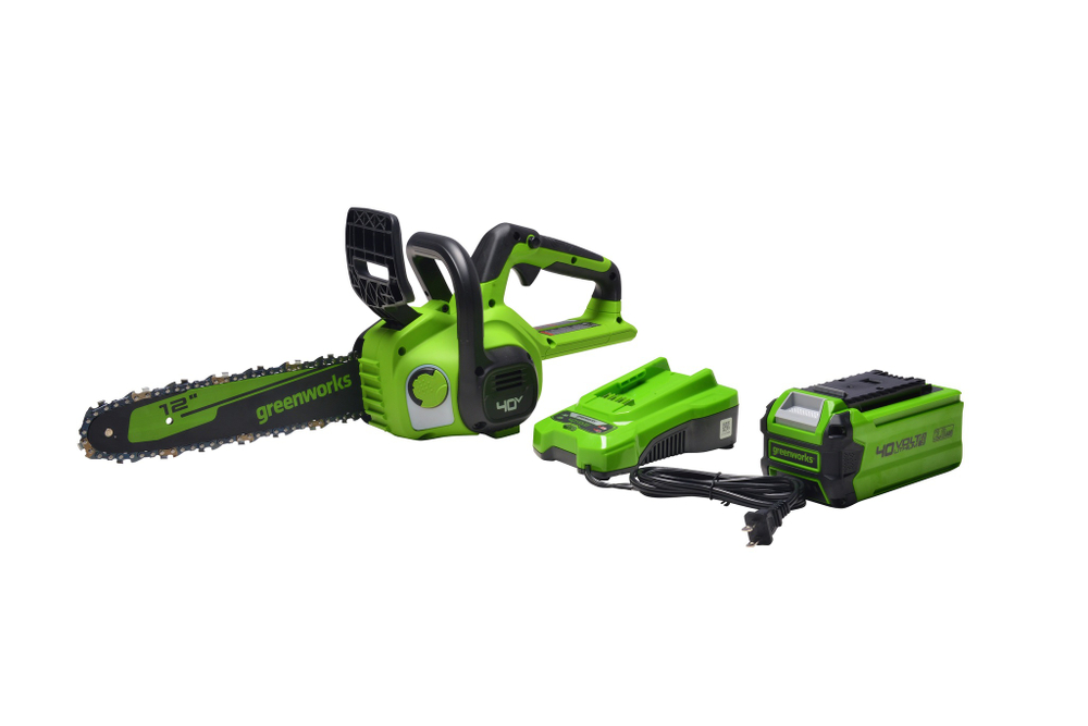 Цепная пила аккумуляторная Greenworks Арт. 2007807UB,  30 см,  с 1x АКБ 4Ач и ЗУ