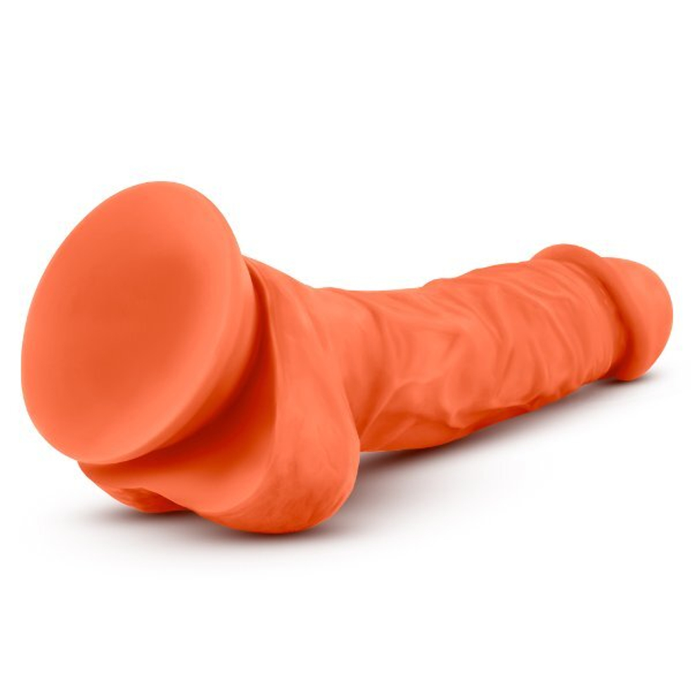 Оранжевый фаллоимитатор 7.5 Inch Silicone Dual Density Cock with Balls - 19 см.