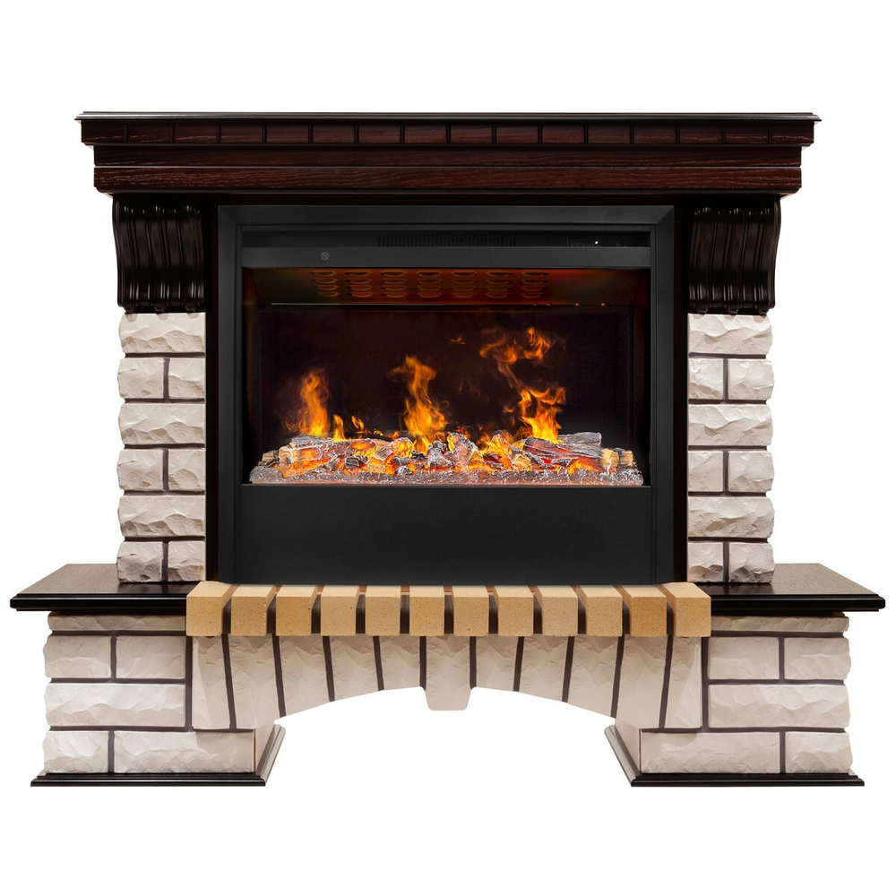 Электрокамин RealFlame Country 26 AO античный дуб с очагом 3D Helios 26 SBG