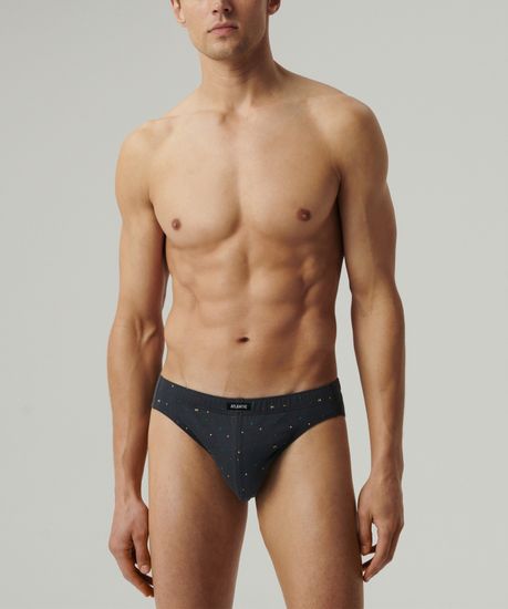 Мужские трусы (3шт) слипы спорт Atlantic 3MP-186, хлопок, черные + зеленые + графитовые