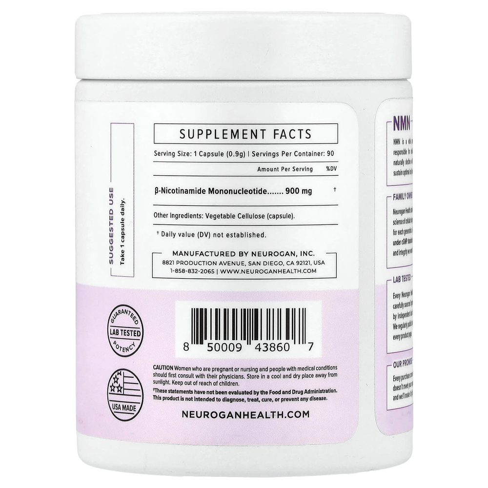 Neurogan Health, NMN, 900 мг, 90 капсул, 81 г (2,85 унции)