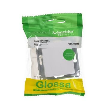 Кнопка нажимная 1-кл. СП Glossa 10А IP20 (сх. 1) 10AX механизм бел. SE GSL000115