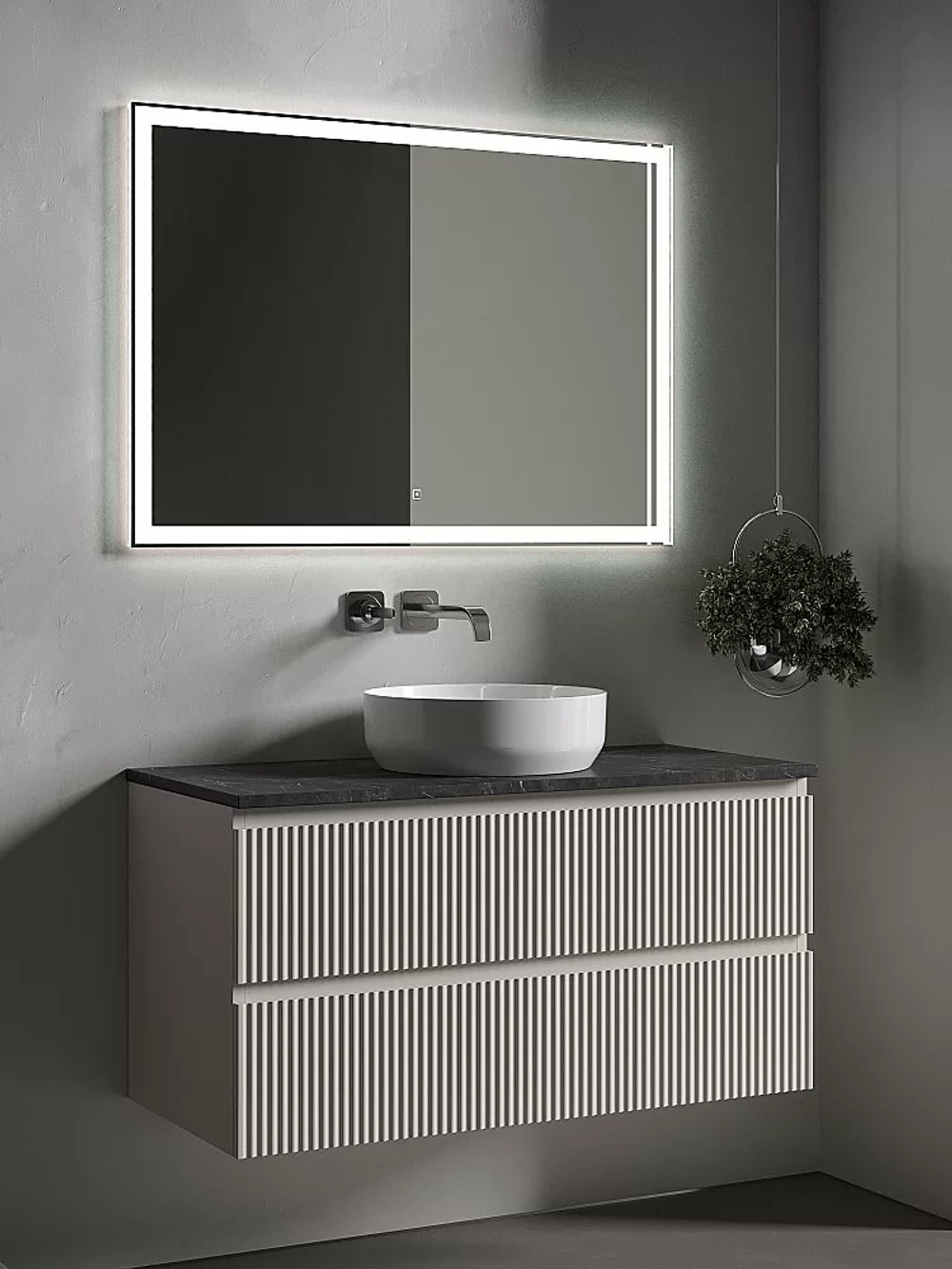Тумба с раковиной Sancos SNOB R 100 со столешницей, бежевая матовая