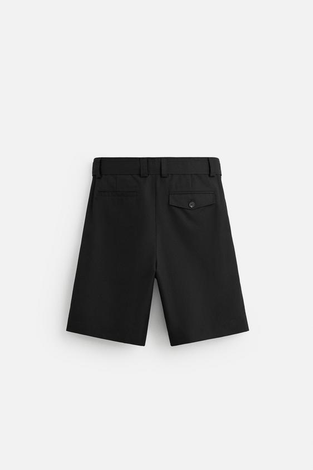 ZARA ШОРТЫ-БЕРМУДЫ WIDE FIT С РЕМНЕМ, ЧЕРНЫЙ