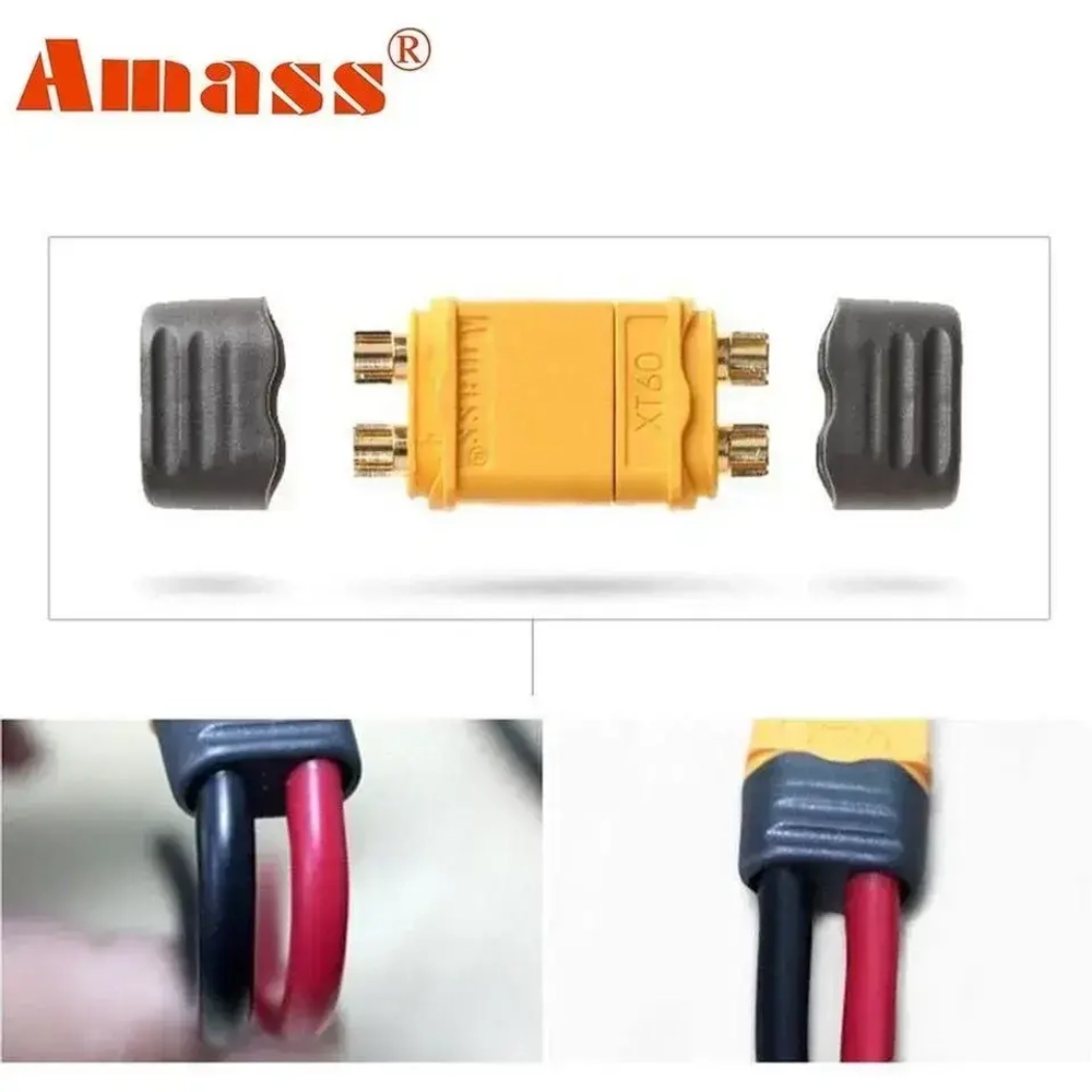 Разъем Xt 60 с кожухом 10 шт. Комплект из пары двух-контактных разъемов Xt 60 (мама + папа; 5 пар, 10 шт.))