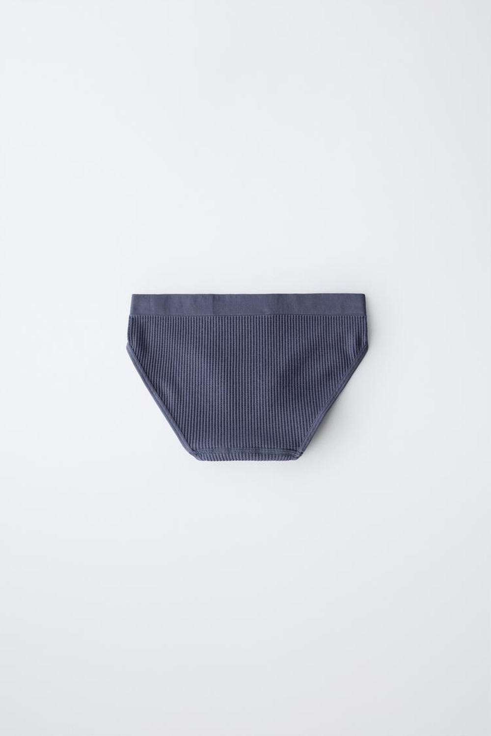 ZARA НАБОР ИЗ ТРЕХ БЕСШОВНЫХ ТРУСОВ ВАФЕЛЬНОЙ СТРУКТУРЫ, СИНИЙ