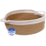 Корзинка плетёная интерьерная с ручками «ТРЕГОРИЯ», цвет бежевый/белый, 27*9см, (лейбл селфи)