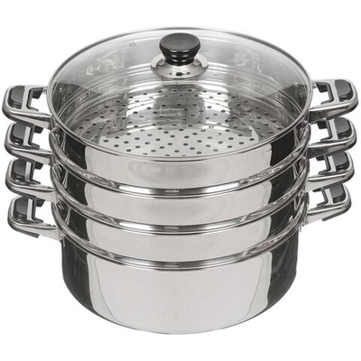 Мантоварка сталь, 30 см, 21.5 л, 4 секц, Катунь, крышка стекло, КТ-304A/Т