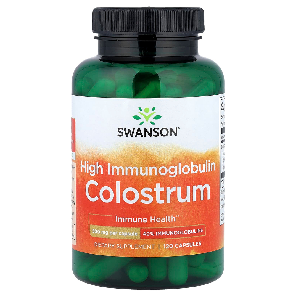 Swanson, молозиво с высоким содержанием иммуноглобулина, 120 капсул (500 мг в 1 капсуле)