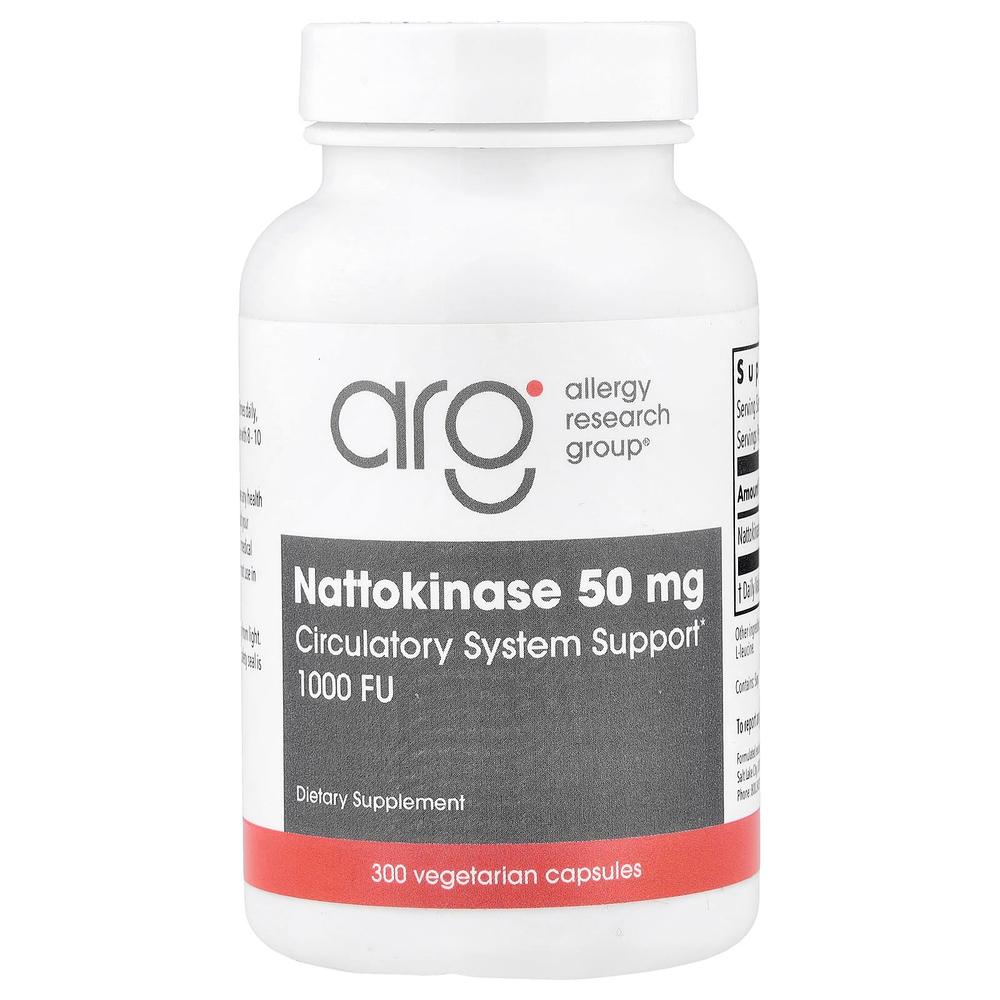 Allergy Research Group, наттокиназа, 50 мг, 300 вегетарианских капсул