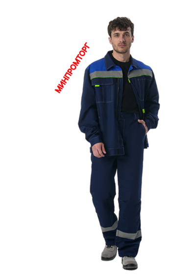 Костюм Фаворит-1 СОП (тк.Смесовая,210) брюки, т.синий/васильковый
