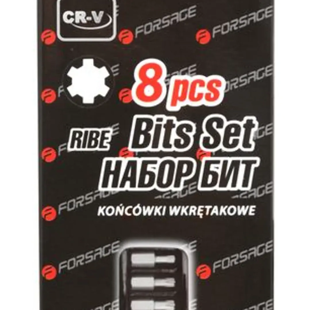 Набор бит RIBE c битодержателем,8пр. 1/2''(L:30,M5,М6,М7,М8,М10,М12,M14) в ложементе Forsage F-4089