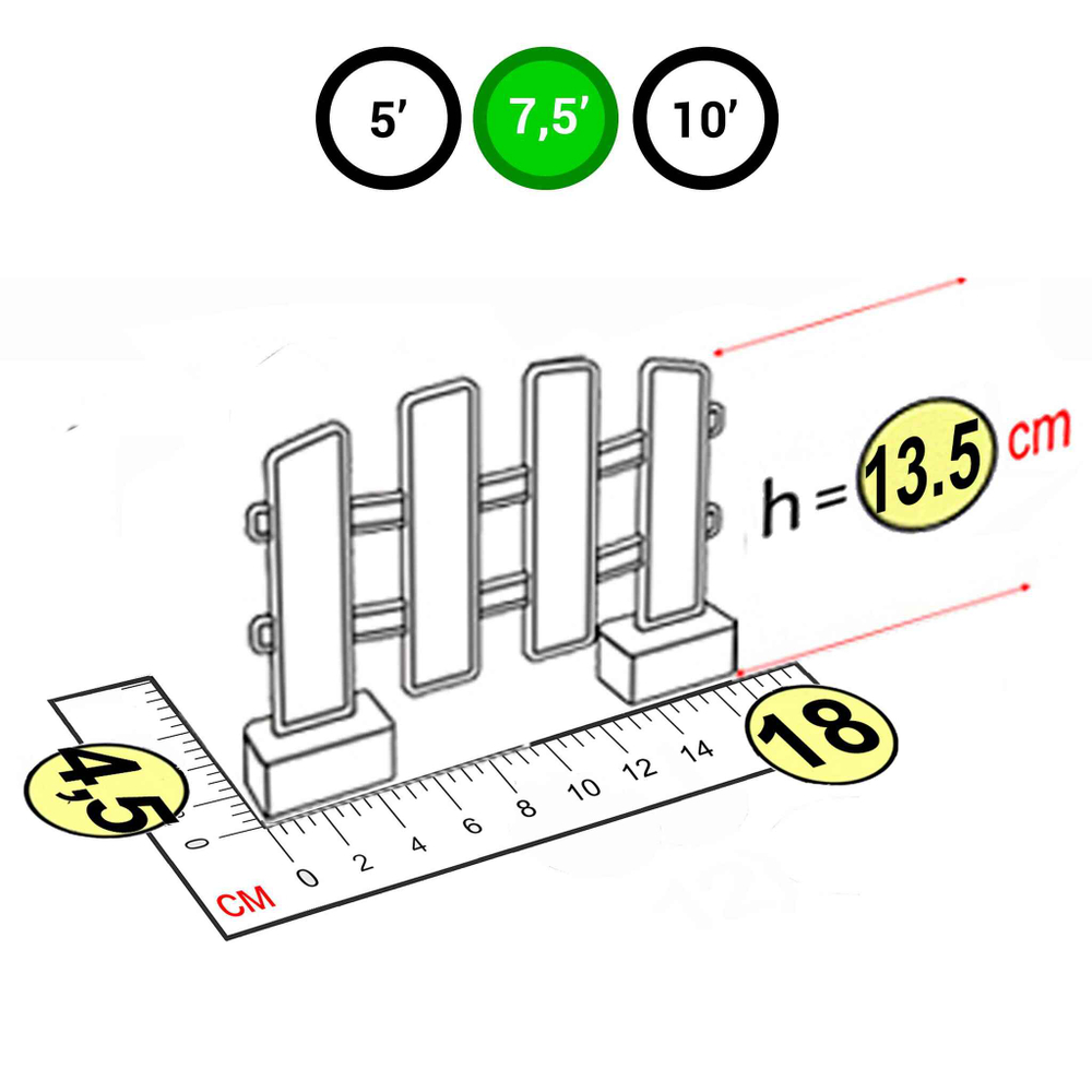 Элемент заборчика зеленый для конструктора