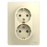 Schneider Electric Glossa Бежевый Розетка 2-местная с заземляющими контактами , в сборе с рамкой IP20 скрытая установка GSL000224