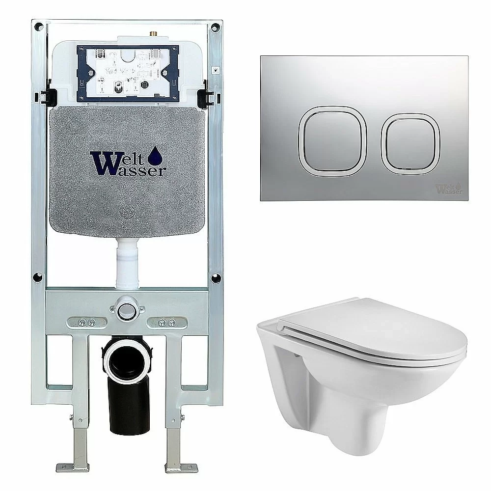 Унитаз с инсталляцией WeltWasser AMBERG 497 ST + BAARBACH 004 GL-WT + AMBERG RD-MT CR