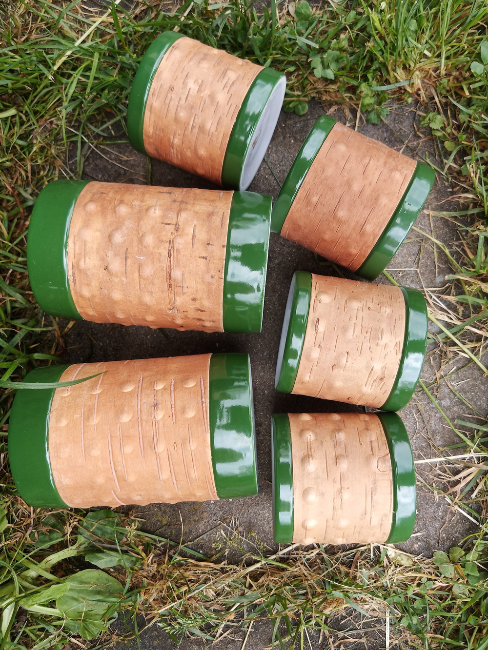 Кружка большая фарфоровая без ручки с берестой. Коллекция Dots (Пупырышки или Точки)