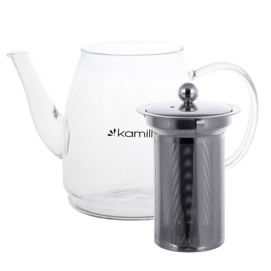Заварочный чайник 900 мл. Kamille KM-1604 (стекло, нержавеющая сталь)