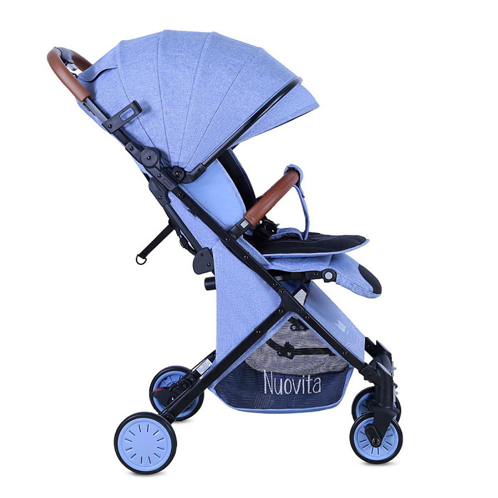 Детская прогулочная коляска Nuovita Giro Lux Denim, Nero / Джинсовый, Черный