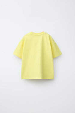 ZARA ФУТБОЛКА С АНИМАЛИСТИЧЕСКИМ ПРИНТОМ, СВЕТЛО-ЖЕЛТЫЙ