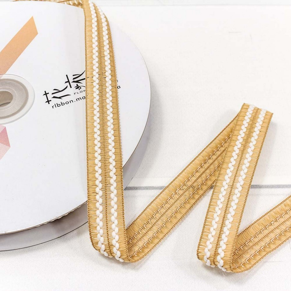 Лента Полиэстер 1,5см х 28м с зигзагом (Бежевый)