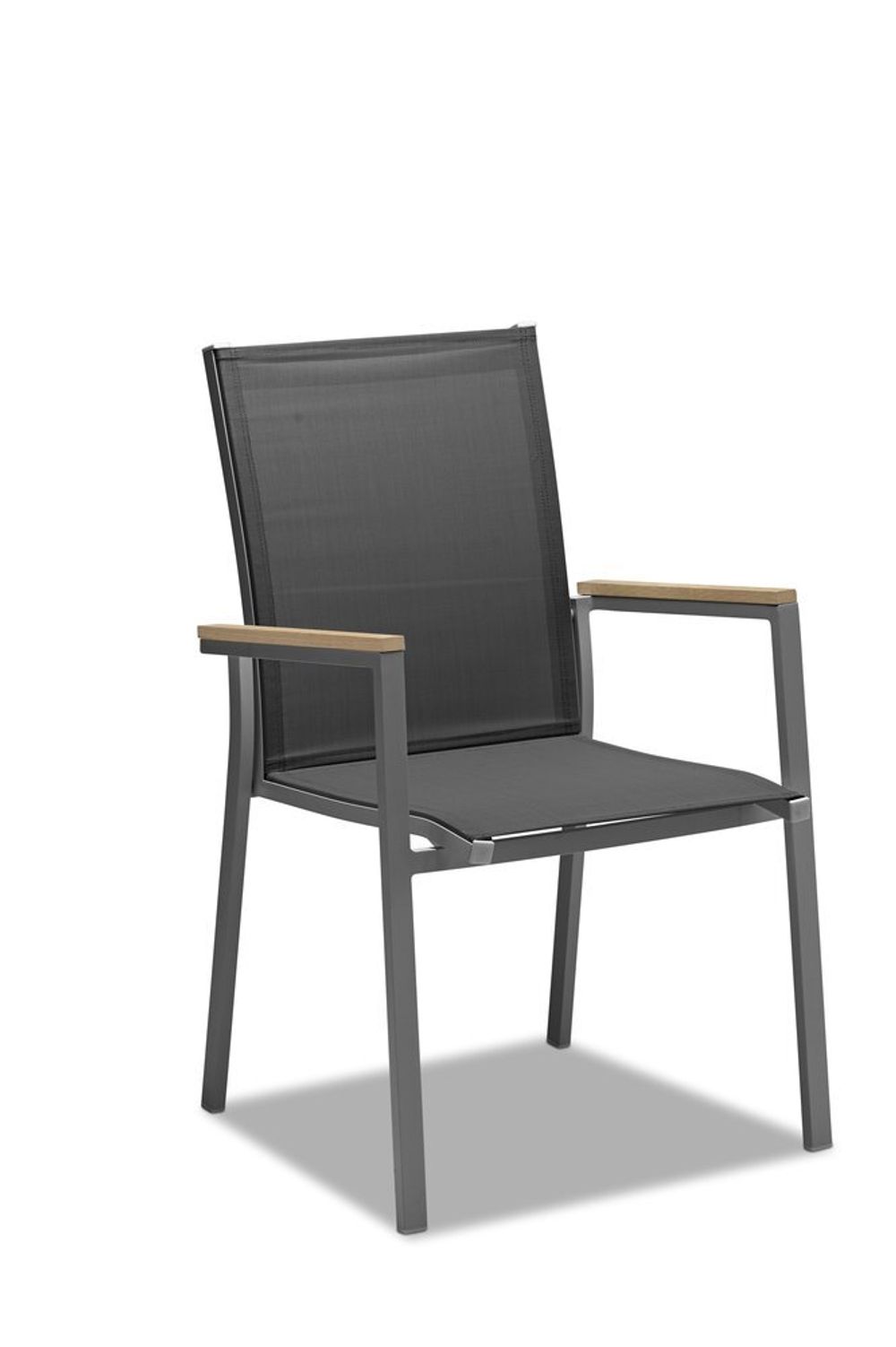 Lyon-Sater 220A, комплект обеденной мебели антрацит/серый, алюминий/спеченный камень/тик