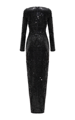 Платье макси из пайеток драпированное