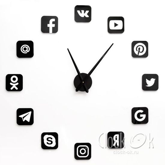 Настенные 3D часы Социальные сети