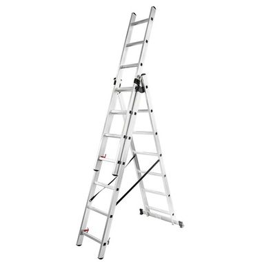 Лестница комбинированная трехсекционная (3х7ступенек, max нагрузка 150кг, вес 9,6кг) FORCEKRAFT FK-BL-E307