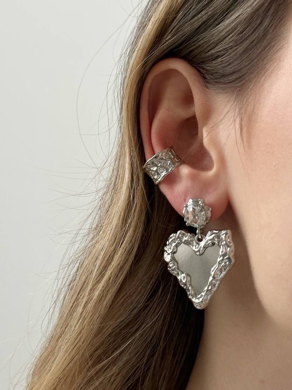 Серьги стальное сердце