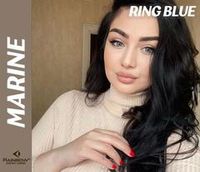 Серо - голубые  линзы для темных и светлых глаз на 3 мес. Rainbow Marine Ring Blue с окантовкой